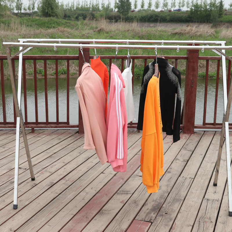 全钢伸缩双杆晾衣架 落地折叠x型室内室外家用晒衣架 阳台晾衣架