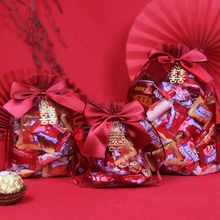 结婚喜糖袋创意中国风抽绳喜糖袋批发蝴蝶结纱袋束口喜糖袋纱袋