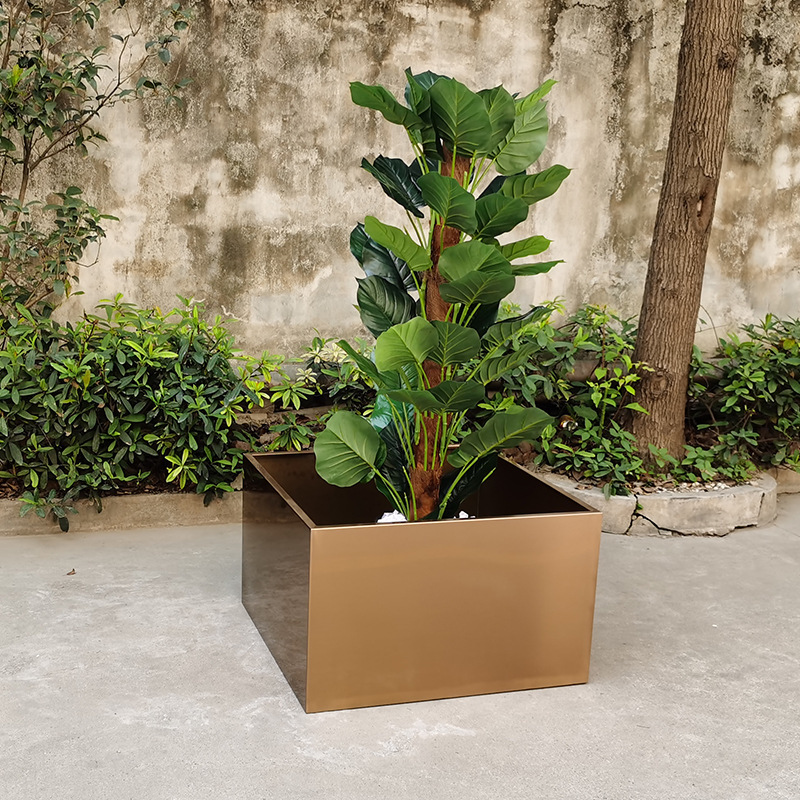 户外304不锈钢景观花池商场花箱树池小区花盆广场铁艺种植箱