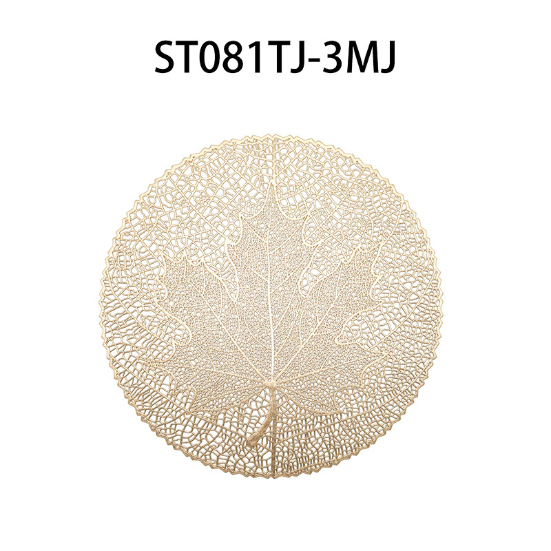 Hollow-out Table Mat Pvc Gilding Insulation round Maple Leaf Type Modern Simple Home Decoration Ancient Style Placemat