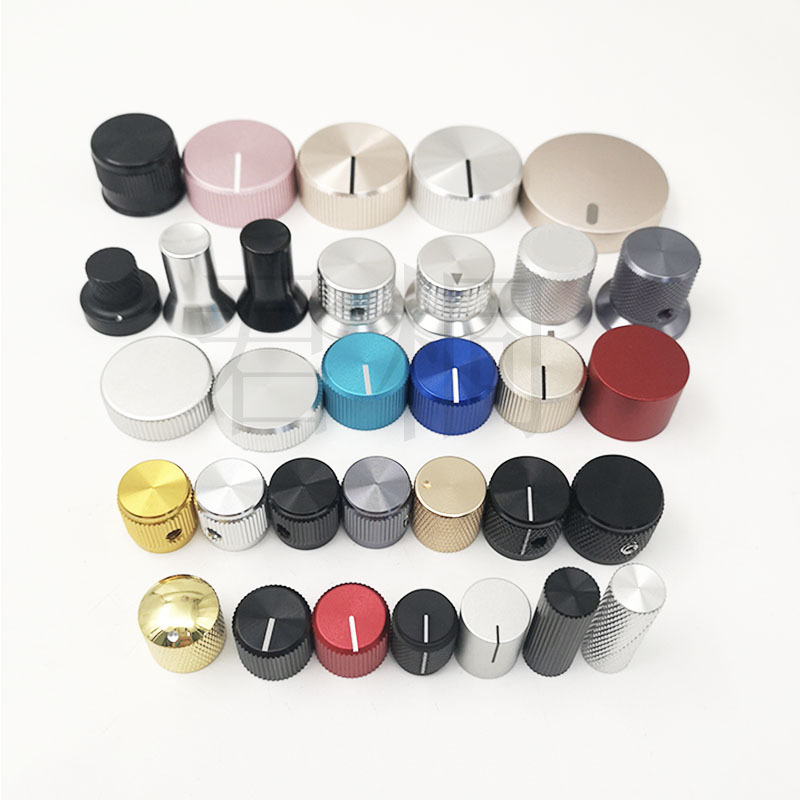 现货供应电吉他效果器铝旋钮 黑色 直径15mm 内孔6.35 镭雕一字标