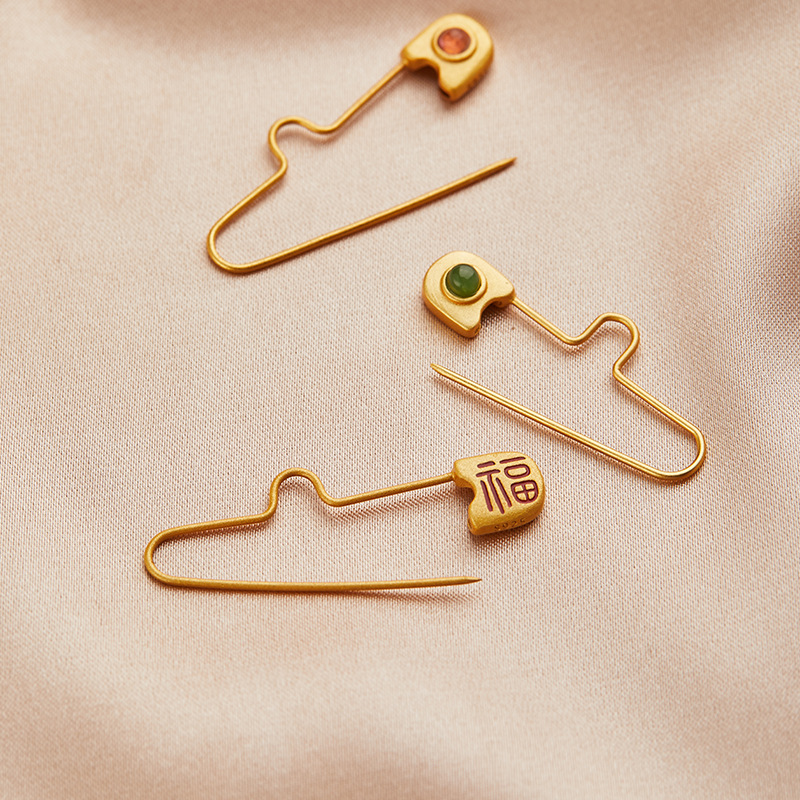 玉钰配饰s925银回扣针肩针胸针diy配件配饰s925银 金色别针批发