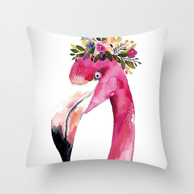 Fresh Flamingo Pillow Cushion Ins Style Living Room Sofa Chair Waist Pillow Short Plush Back Cushion