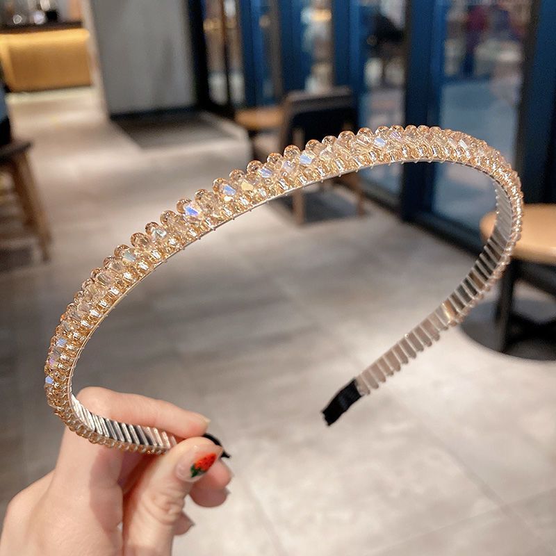 Korean Fashion Women's All-Match Rhinestone Headband Headdress Internet Celebrity Outdoor Non-Slip Crystal Headband Wholesale for Face Washing Hairband