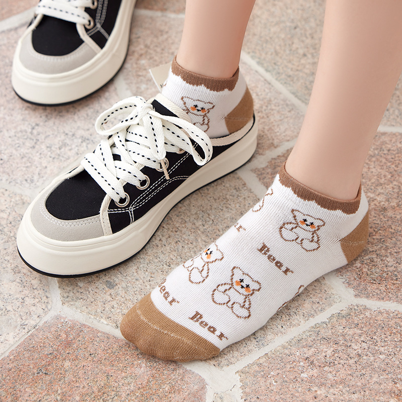 Women's Brown Socks Low Top Socks Ins Trendy Spring/Summer Thin Cute Female Socks Japanese Low-Top Ankle Socks Women's Socks