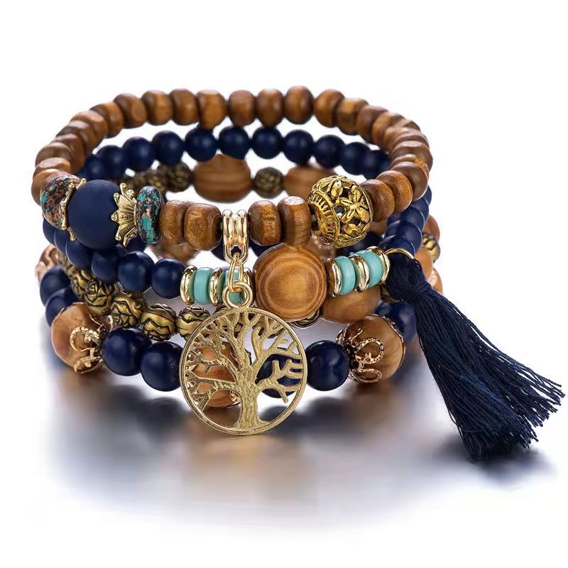 Cross-Border New Arrival Bohemian Bracelet Creative Women's Jewelry Tassel Delta Wood Beaded Ethnic Style Fashion Bracelet