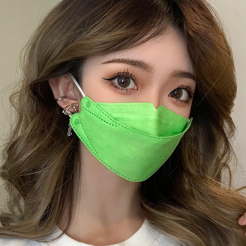 韩版口罩女可爱渐变色kf防护用品94立体不勒耳3d印花彩色一次囗罩