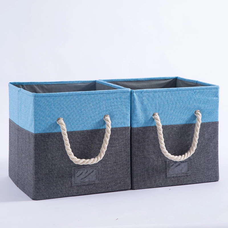 Uncovered Fine Linen Storage Box Foldable Fabric Art Hemp Rope Portable Steel Frame Storage Box Home Clothes Finishing Box