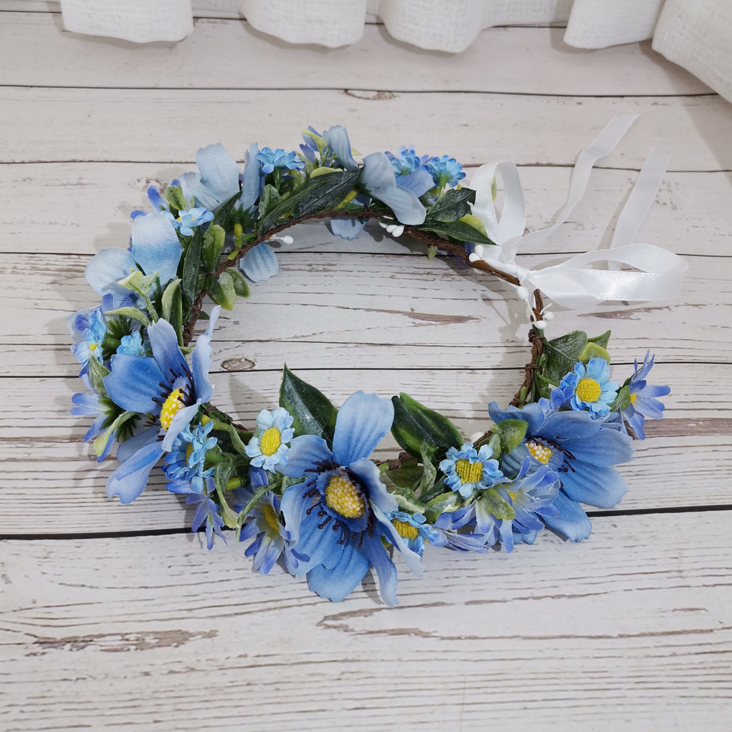 小雏菊花朵花环森系花朵花环发饰新娘头饰儿童沙滩度假摄影饰品