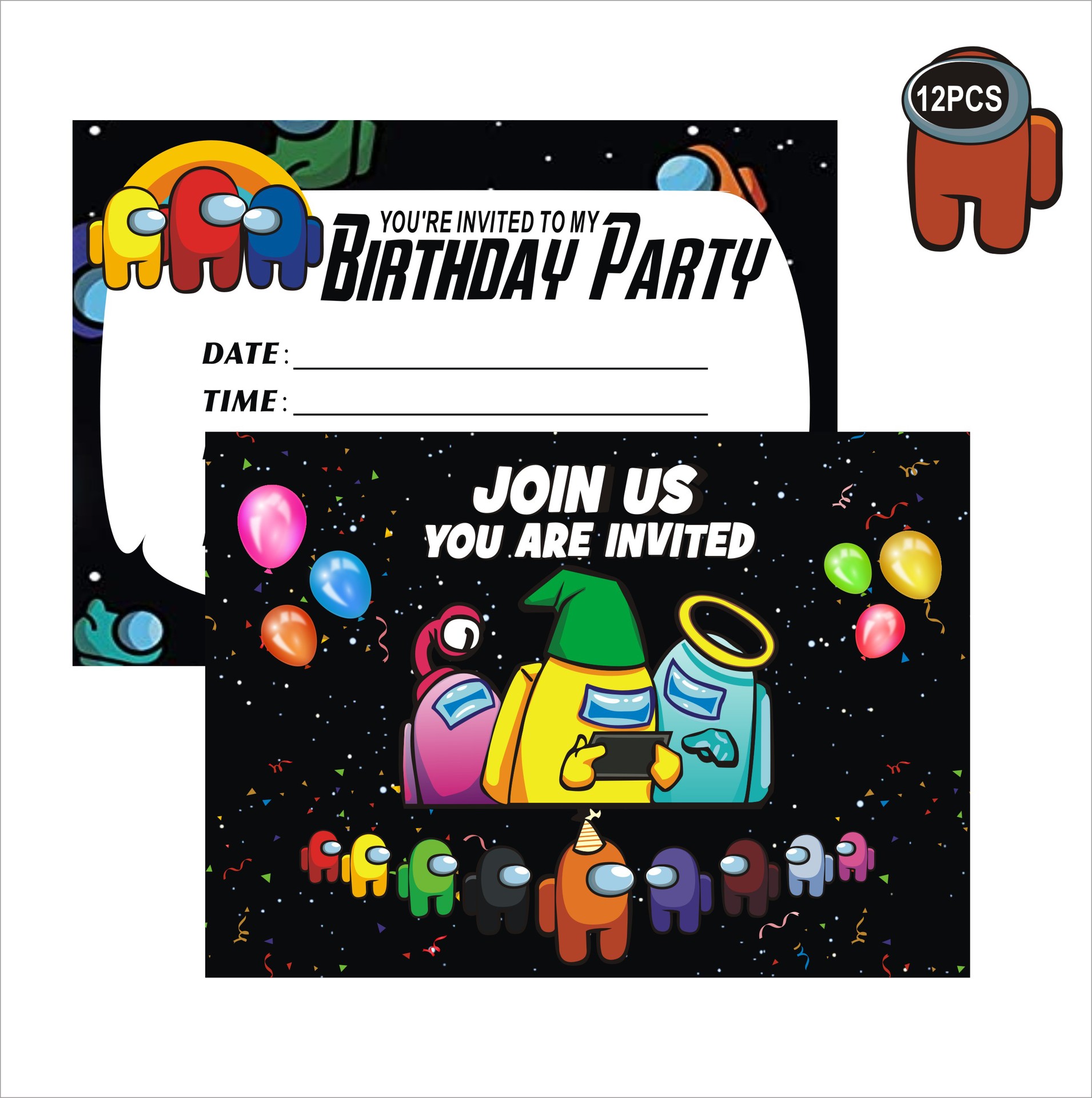 us太空狼人杀 邀请卡 生日派对邀请卡 贺卡 亚马逊