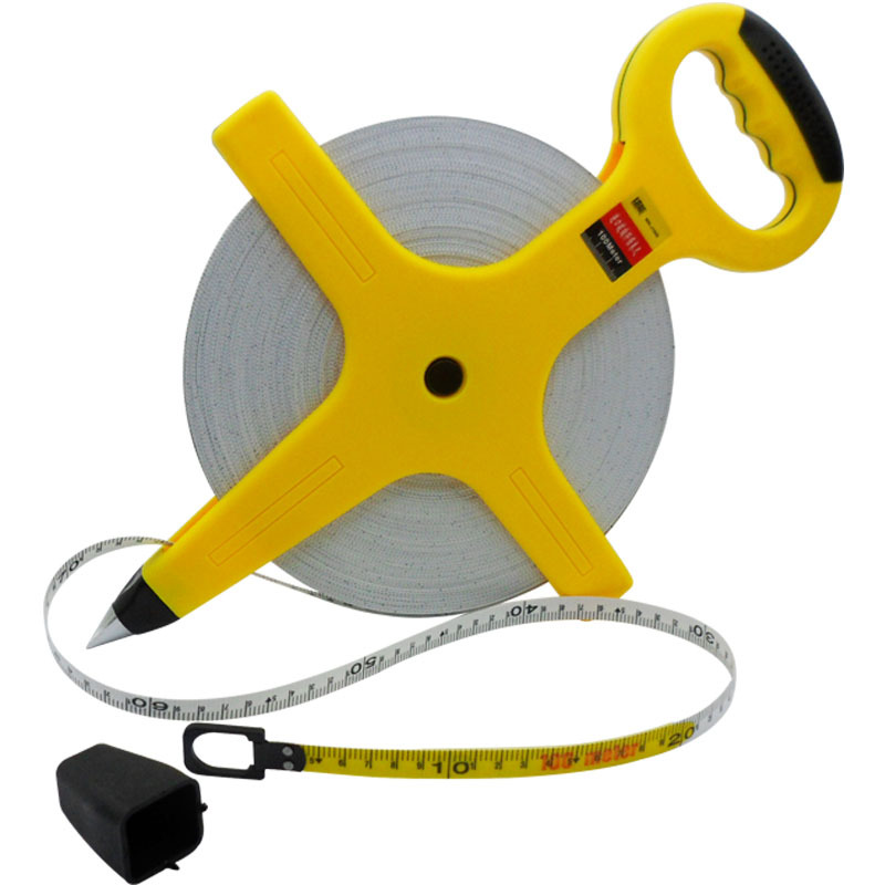 新品30m50m100米进口纤维防水绝缘皮带尺插地手摇公制 收方尺