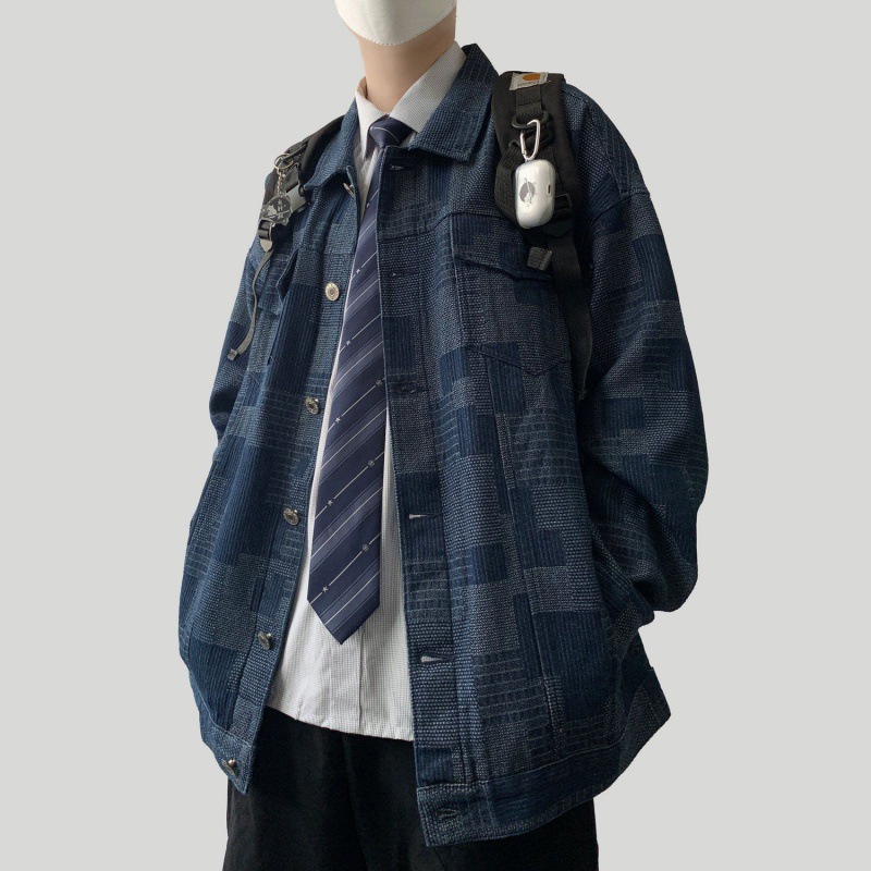 dk日系休闲衬衫男士春秋季青少年学生工装水洗牛仔夹克外套-阿里巴巴