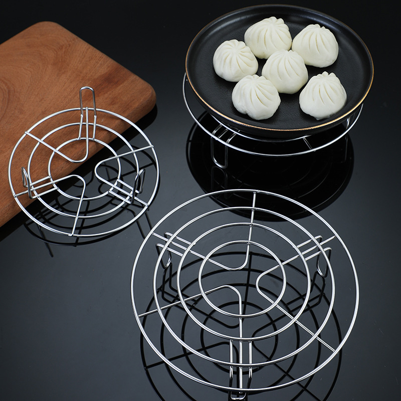 加厚304不锈钢蒸架 厨房家用隔水加强三脚蒸格蒸笼蒸鱼炊架多用途