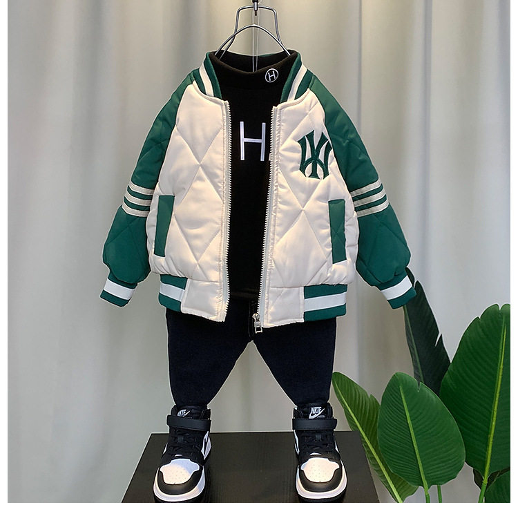 Boys Puffer Jacket Winter Children's Cotton Wear Light 23 New Cotton Winter Clothes Baby Cotton Clothes Thick Baseball Uniform