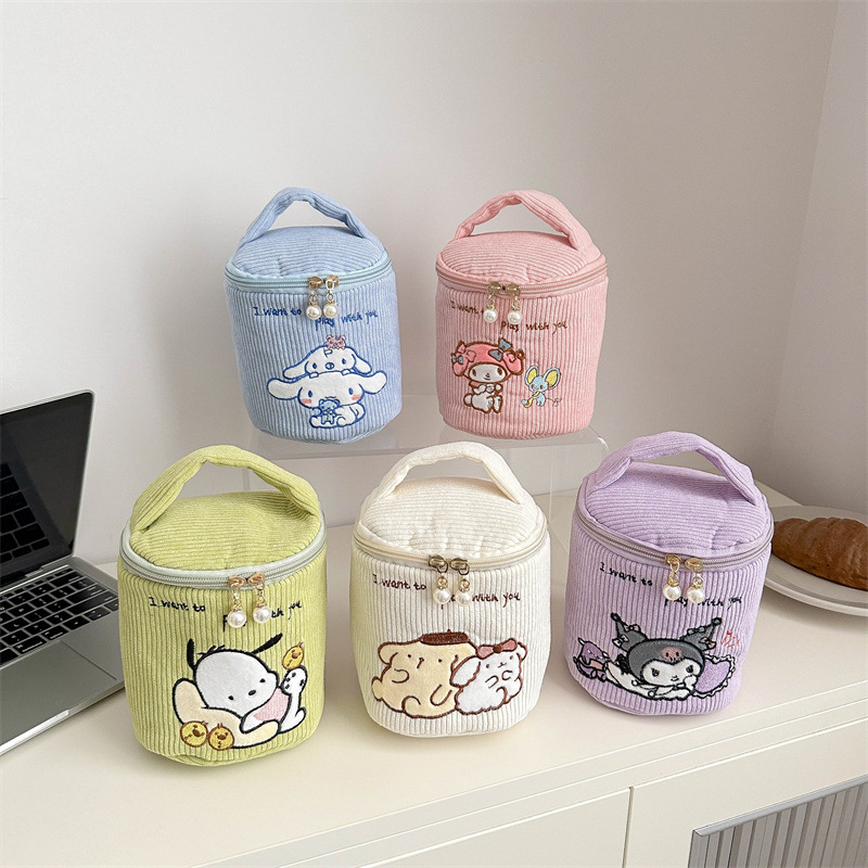 new cartoon japanese large capacity makeup portable bucket hand carrying coin purse girly heart makeup bag storage bag