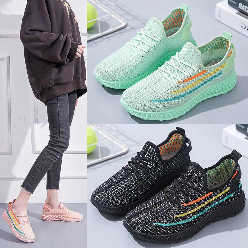 Women's Shoes 2023 New Women's Coconut Shoes Flyknit Breathable Casual Shoes Women's Cloth Shoes Lightweight Sneaker Wholesale