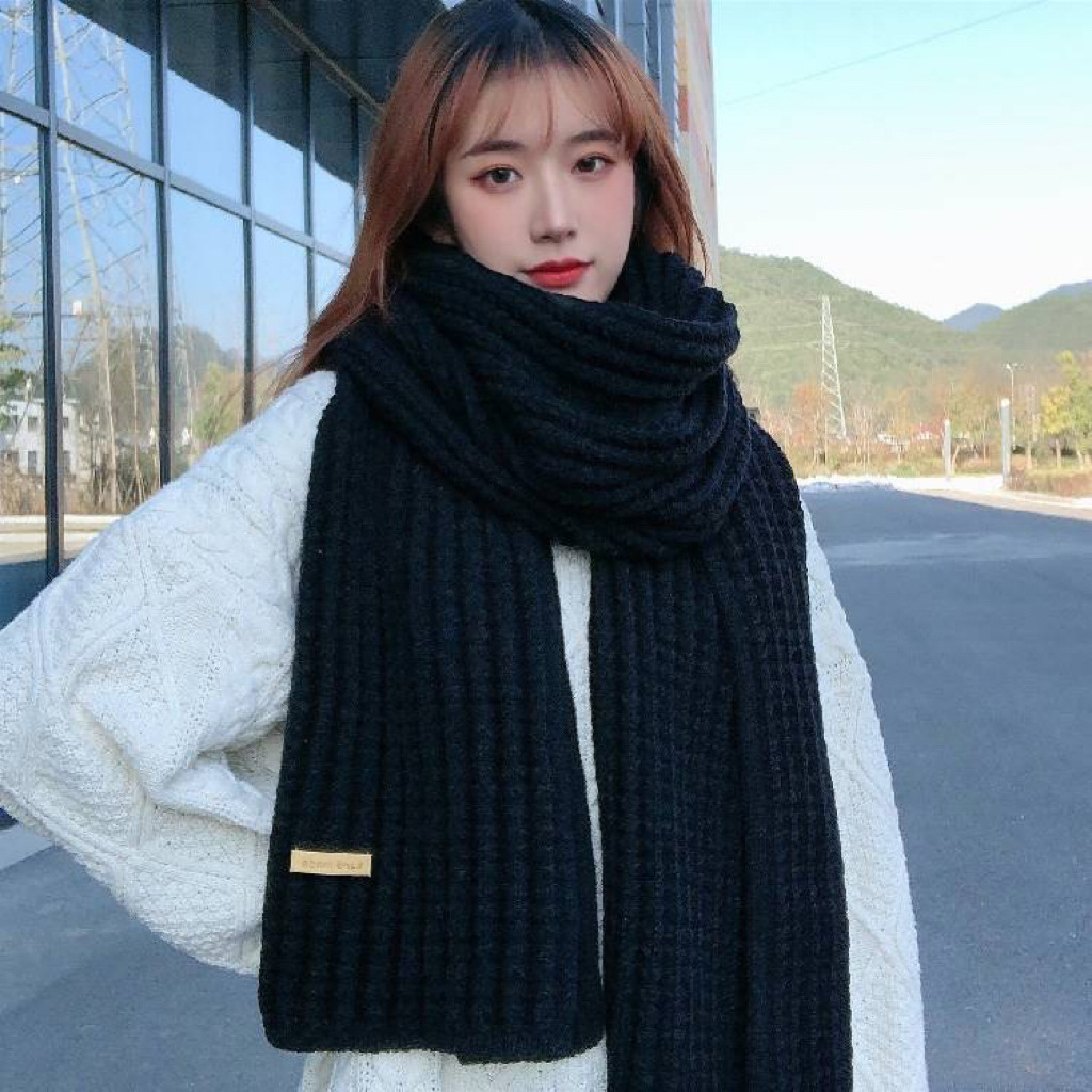 Women's Scarf Autumn and Winter 2023 New Korean Style Wool Knitted All-Matching Scarf Warm Thickened Student Shawl Wholesale