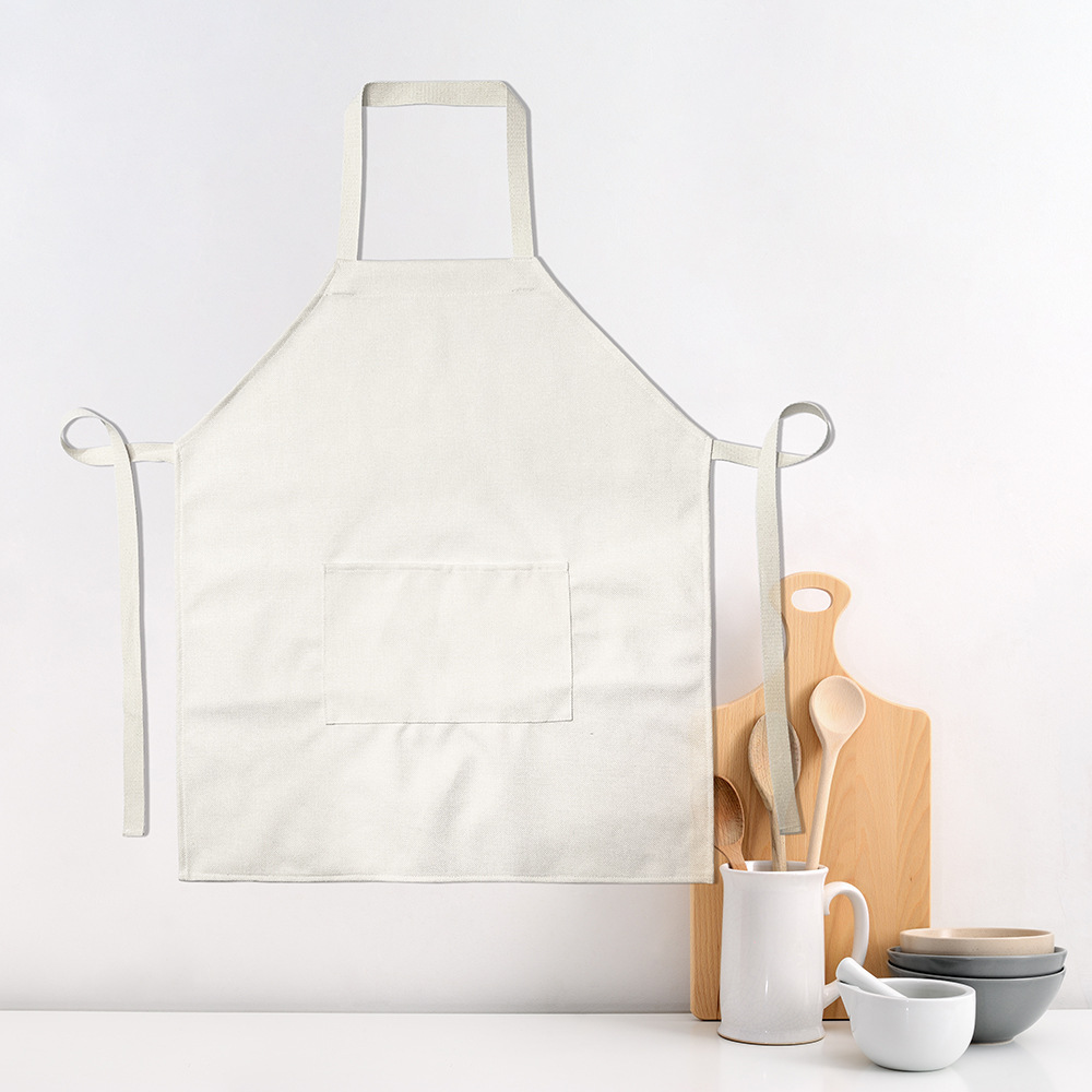 Heat Transfer Printing Household Adult and Children Single Pocket Apron 300G Cotton and Linen Anti-Dirty Anti-Fouling Lace-up Apron Family