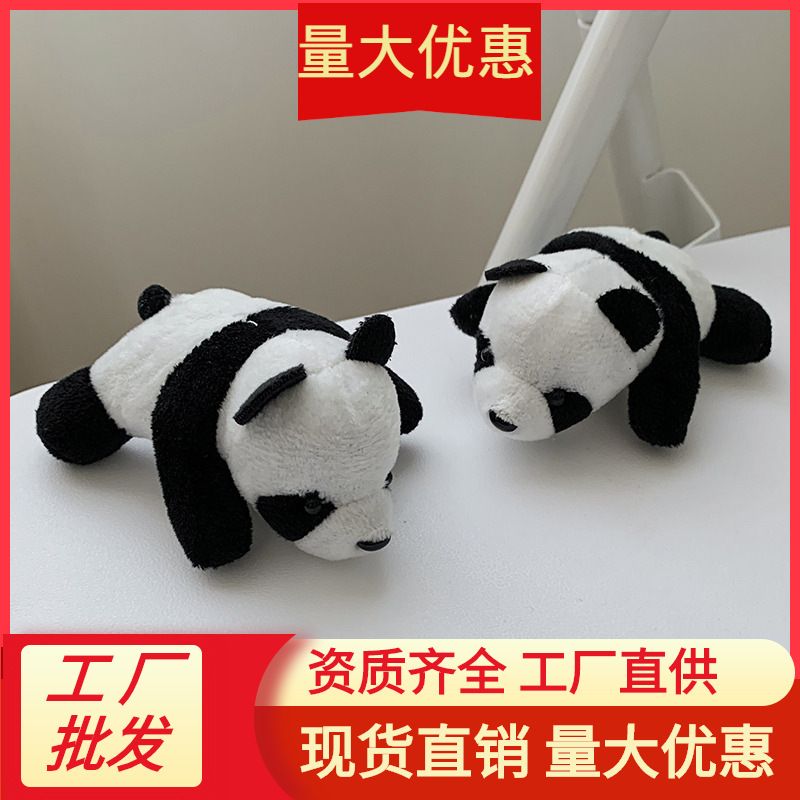 Panda Brooch Leaning Bear Doll Cartoon Pin Plush Cute Panda Doll Accessories Cartoon Plush Ornament