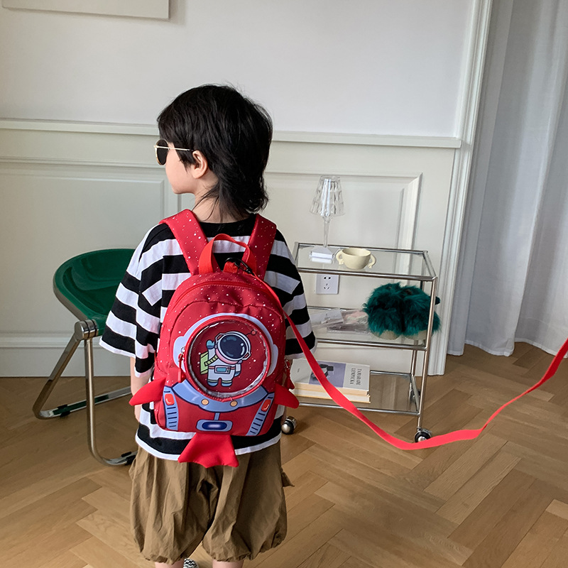 Children's Safety Rope Backpack Cartoon Small Rocket Anti-Lost Small Backpack Kindergarten Baby Boy and Baby Girl Kindergarten Backpack