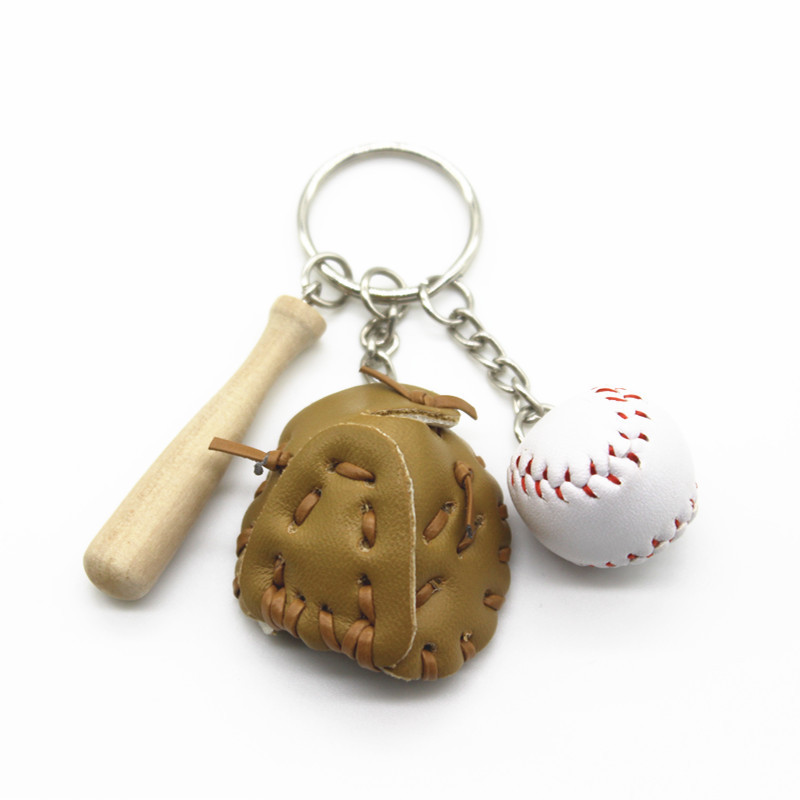 2cm Baseball Keychain Three-Piece Pendant Gift Baseball Three-in-One Fashion Car Pendant Souvenir Wholesale