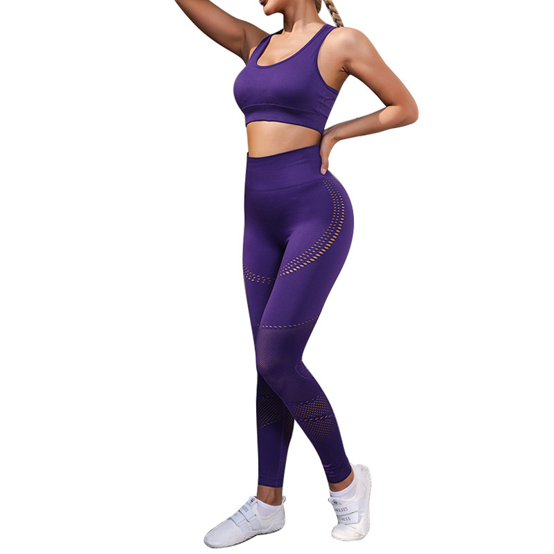 Processing Customization European and American New Seamless Sports Yoga Suit Women's Sexy Fitness Vest Hip Raise High Waist Yoga Pants