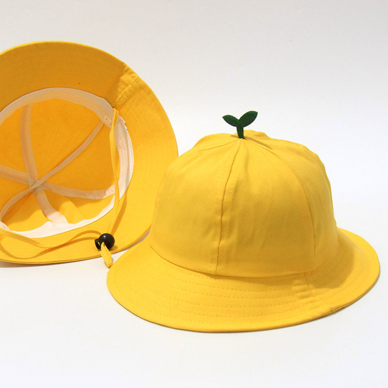 Bucket Hat Children's Yellow Cap Printed Logo Sun Hat Cute Kindergarten Student Maruko Hat Female Summer