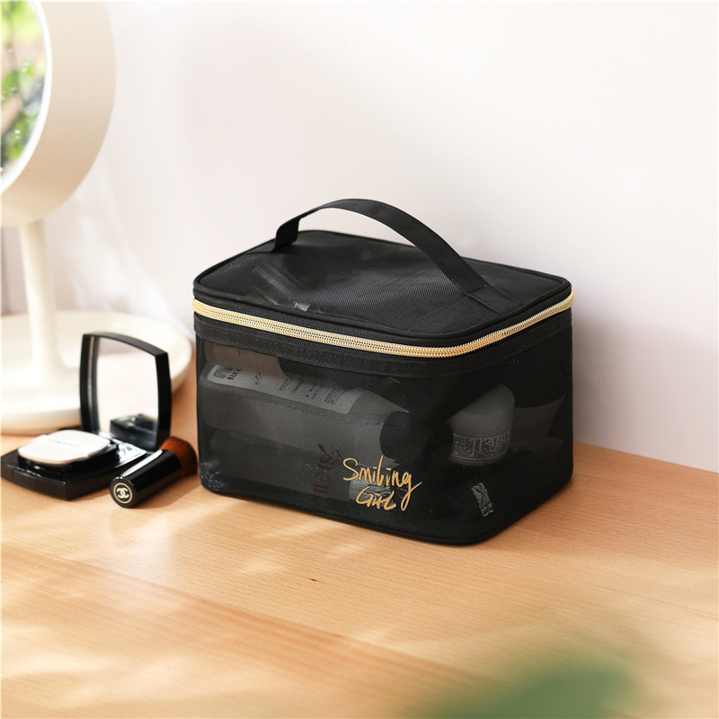 New Mesh Pack Travel Cosmetics Buggy Bag Black Mesh Cosmetic Bag Five-Piece Mesh Personal Hygiene Bag