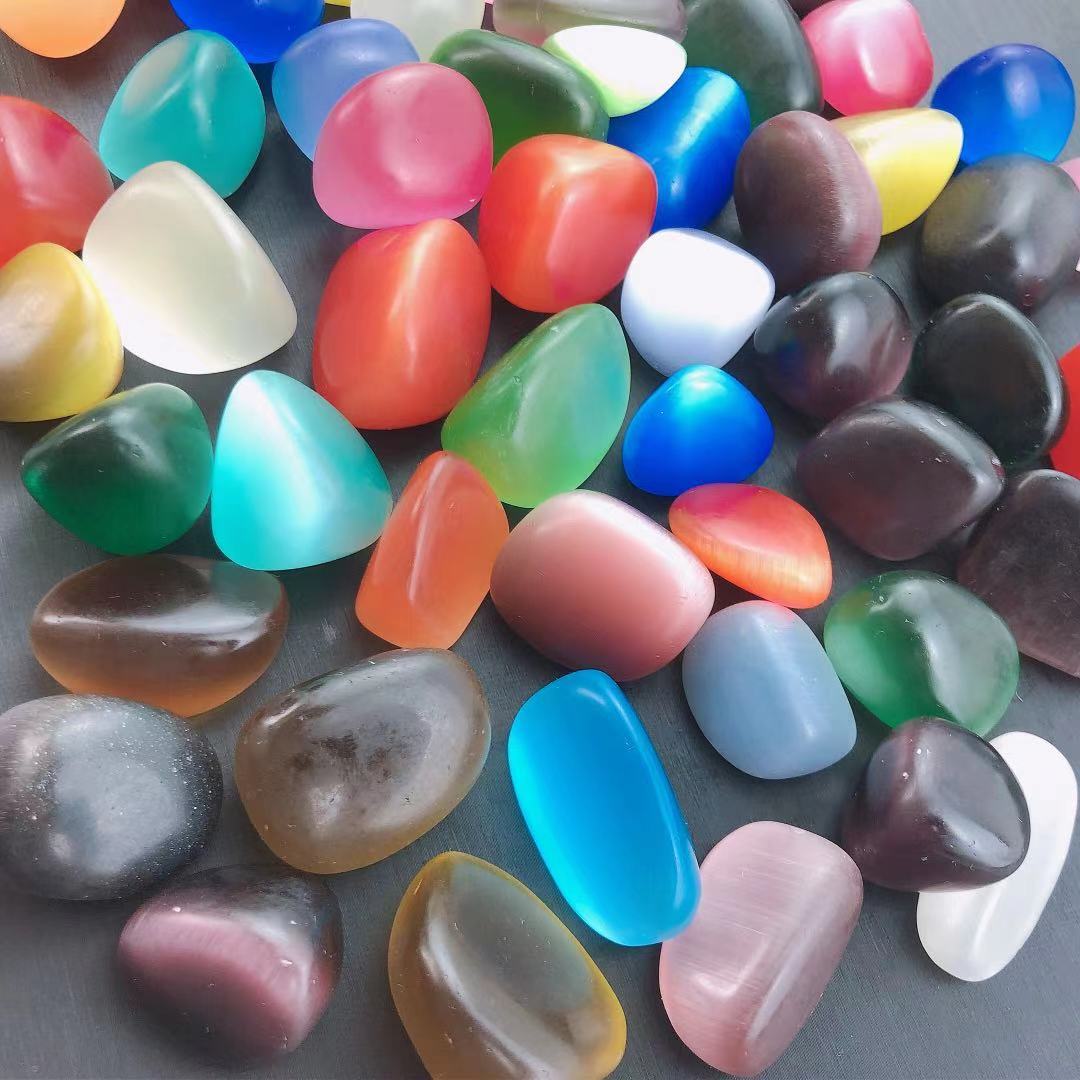 水晶原石随型彩色猫眼石大颗粒裸石糖果色原石抛光大颗粒厂家批发