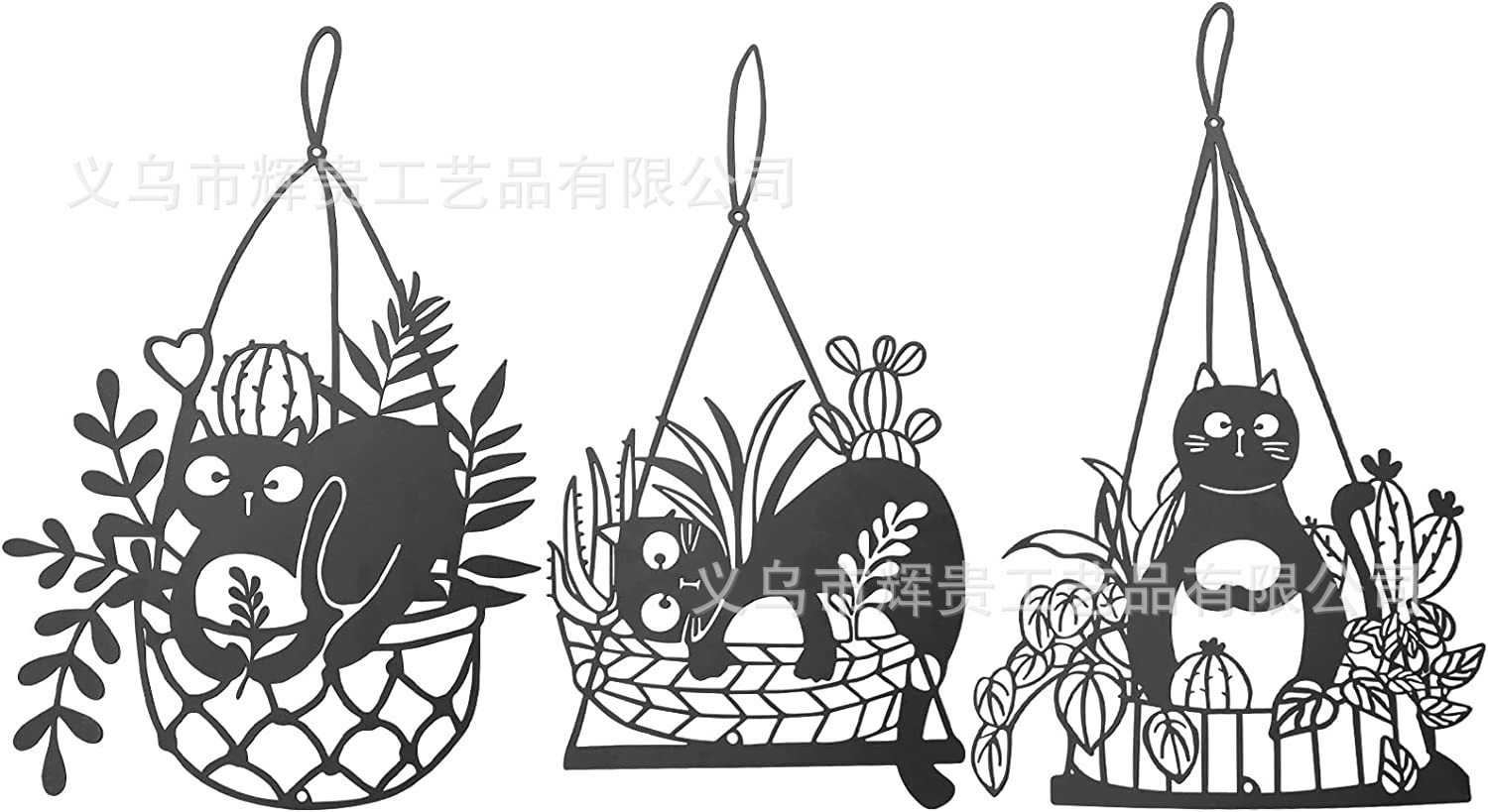 跨境金属猫篮壁挂墙壁挂饰剪影悬墙标志艺术装饰卧室浴室厨房