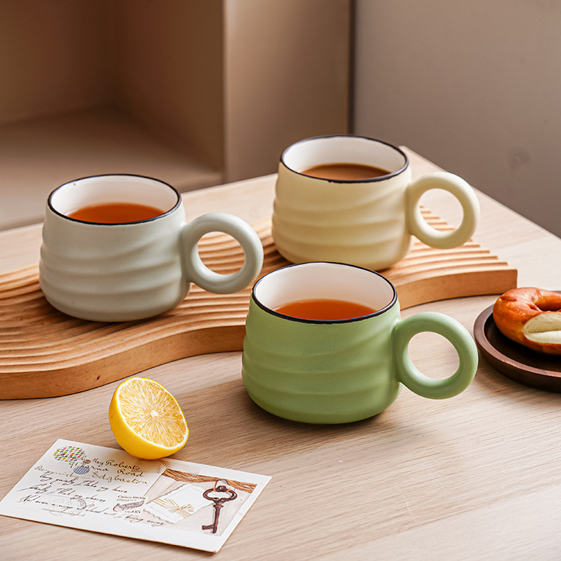 瓷纳雅高颜值马卡龙色马克杯高颜值大容量办公室喝水陶瓷杯早餐杯