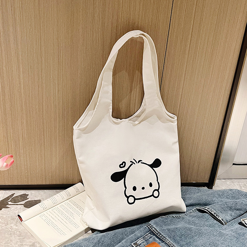 Large Capacity Handbag for Primary and Secondary School Students 2023 New Ins Versatile Canvas Shoulder Bag Cute Bucket Bag