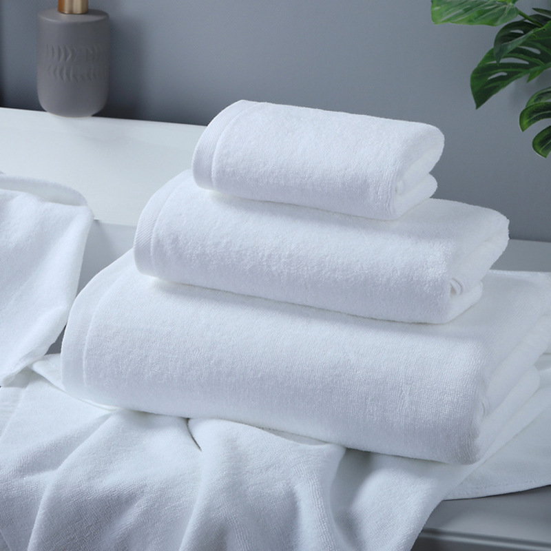Hotel Towel Cotton Embroidery Logo Beauty Salon Hotel Towels Extra Thick No Hair Shedding Cotton White Towel