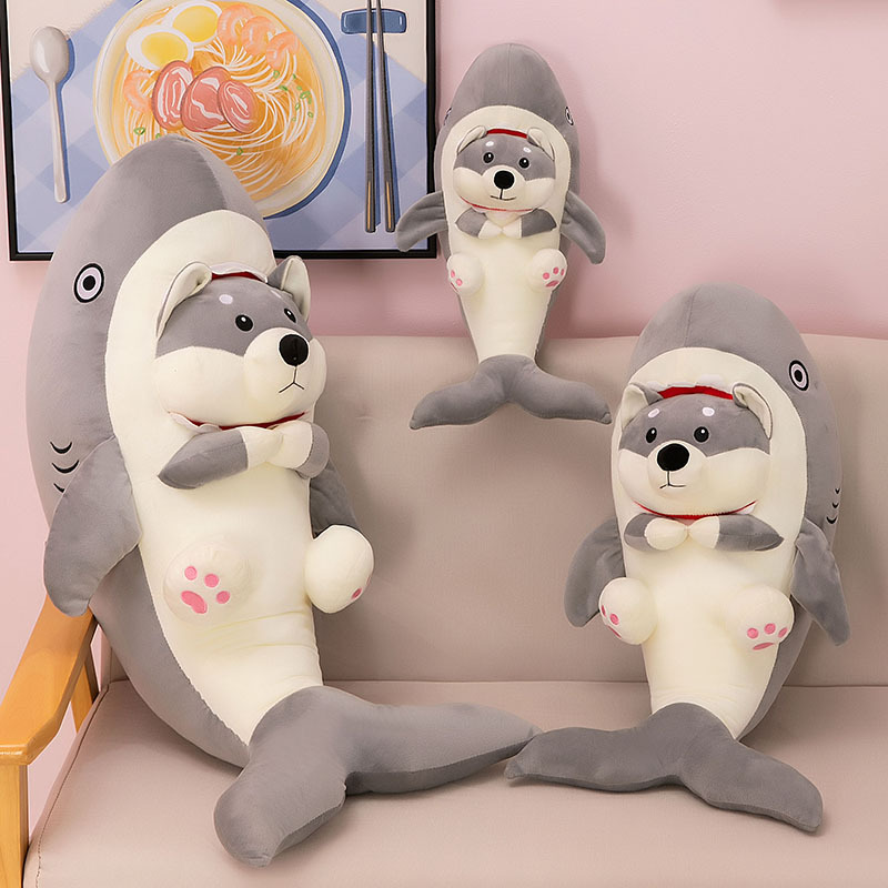 Spoof Shark Dog Doll Shark Repair Dog Doll Plush Toys Shark Bee Pillow Birthday Gifts for Men and Women Funny