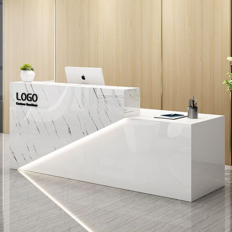 美容院吧台服装店收银柜小型简约现代公司酒店前台轻奢弧形接待台