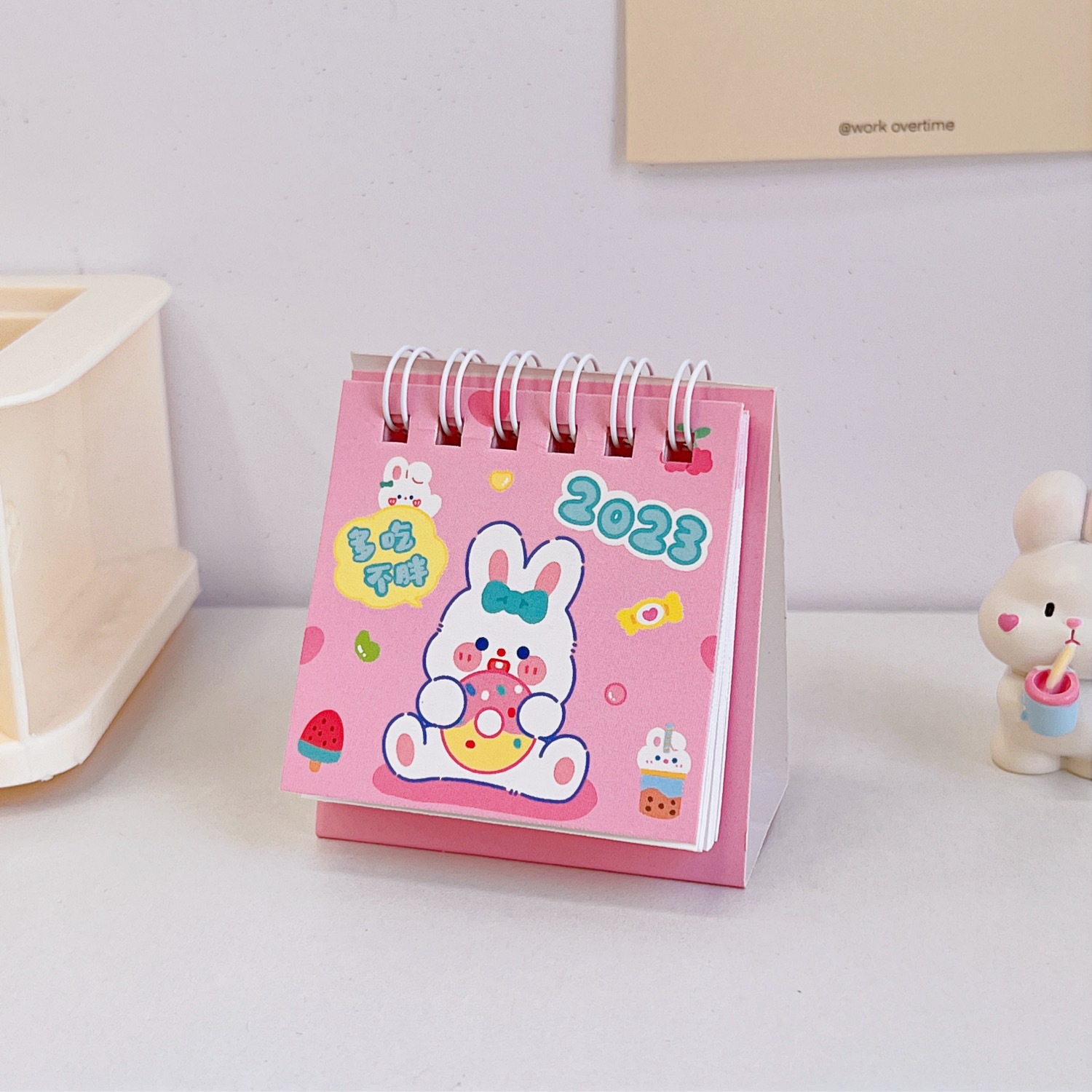 2023 Desktop Small Desk Calendar Cute Dress-up Cha Cha Bear Diary Calendar Book Countdown Clock-in Notebook Ornaments