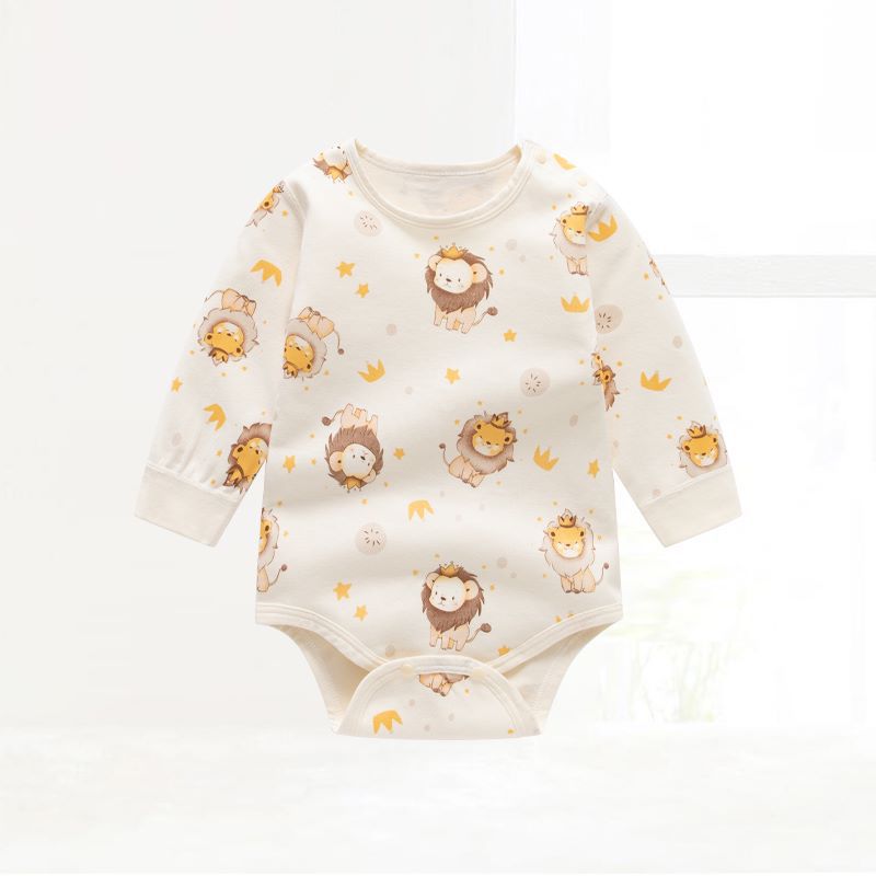 Spring New Baby Double-Sided Boneless Long Sleeve Butt Wrap Clothes Pure Cotton Cartoon Triangle Rompers Autumn Children's Clothing One Piece Dropshipping Baby Clothes