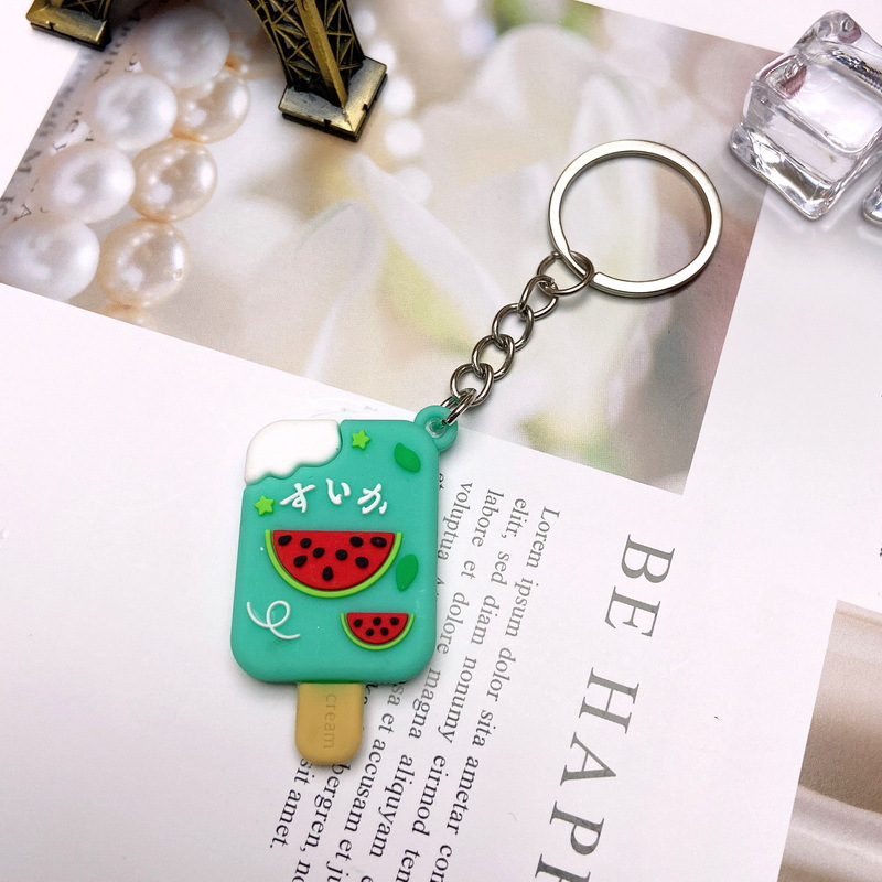 5041# Soft Rubber Football-Ice Cream-Ice Cream Keychain Accessories Students' School Bag Pendant Small Gift Wholesale