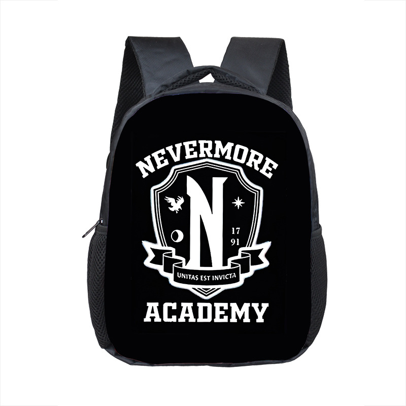 2023 Cross-Border Wednesday Addams Student Schoolbag Wednesday Polyester Kindergarten Lightweight Backpack Delivery