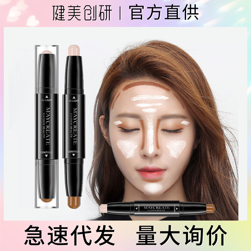 M'AYCREATE Double-Headed Contour Stick Concealing and Setting Waterproof Highlighter Stereo Face Brighten Pen Factory Wholesale