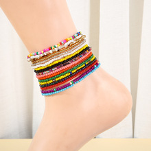 亚马逊手串波西米亚时尚多层手链玻璃珠欧美风手工制作脚链首饰