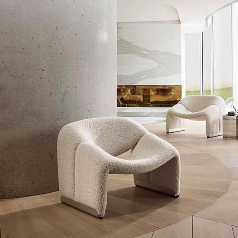 ins设计师酒店家用沙发椅半圆沙发单人椅休闲民宿咖啡凹槽螃蟹椅