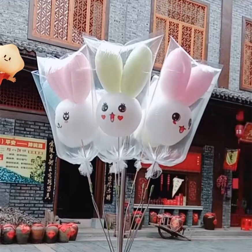 棉花糖打包袋子花式棉花糖包装袋一次性卡通商用小兔子透明塑料袋