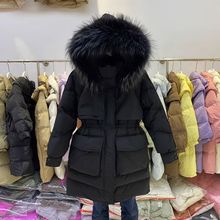 羽绒服女冬季中长款2023新款真毛领时尚收腰加厚保暖韩版宽松外套