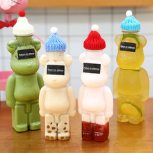网红小熊瓶子暴力熊奶茶瓶pe材质瓶卡通创意性商用塑料果汁饮料瓶
