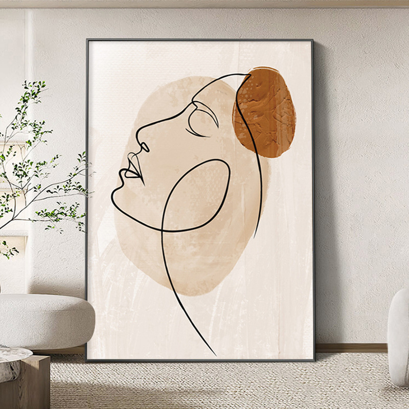 现代简约客厅落地画简约人像沙发背景墙面抽象挂画玄关竖版装饰画