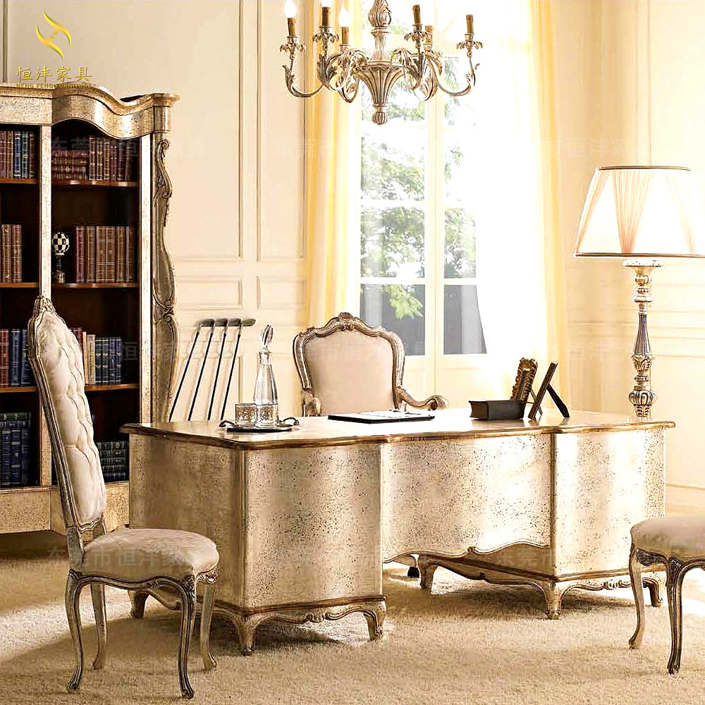 欧式实木雕花书桌意大利奢华电脑桌别墅写字台书房家具