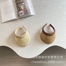 韩范手工编织镂空空顶帽儿童防晒度假沙滩遮阳帽