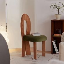 侘寂风设计师复古餐桌民宿家用法式实木餐椅人鱼椅