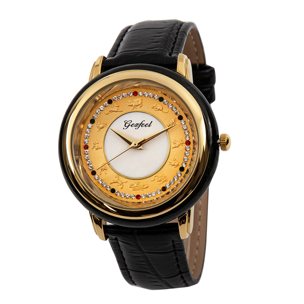 和田玉 青玉戈菲尔一件代发情侣表十二生肖石英手表时尚